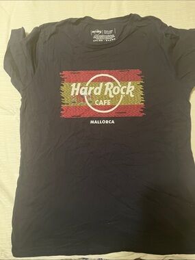 Hard Rock Cafe Black Tee with Red and Yellow Mallorca Logo